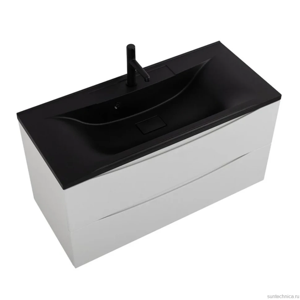 Тумба с раковиной BelBagno Marino 100 подвесная, bianco opaco, черная раковина