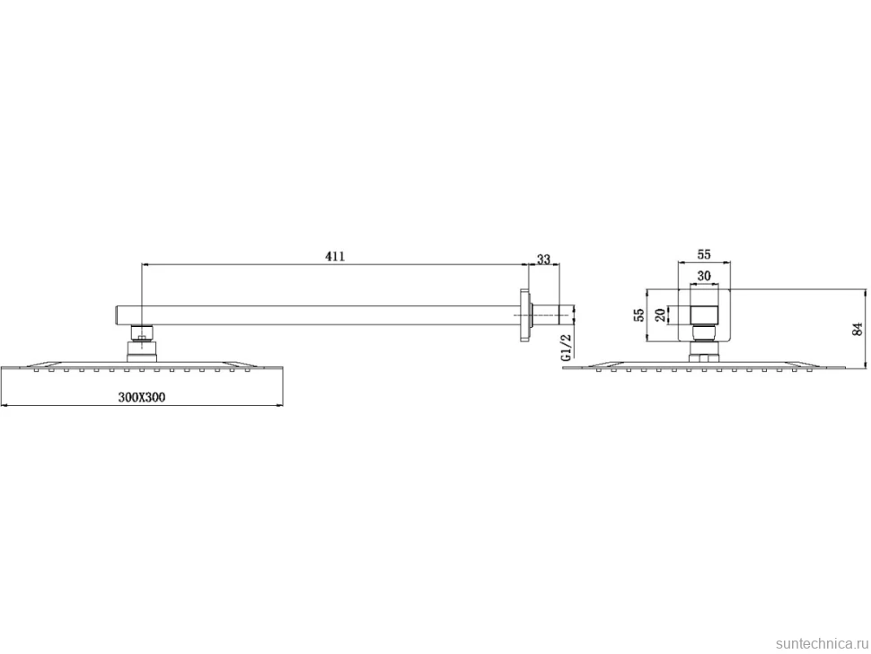 Верхний душ Allen Brau Infinity 5.21A19-31 черный