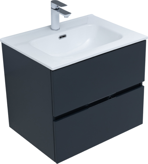 Тумба под раковину Aquanet Алвита 60 подвесная, антрацит, 2 ящика