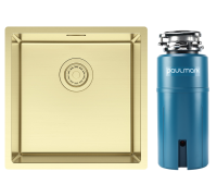 Комплект Мойка Paulmark Lassan LA44-LG светлое золото + Измельчитель Intenso