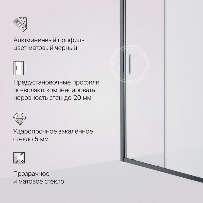 Душевая дверь в нишу AM.PM Gem Solo W90G-110-1-195BM 110 см