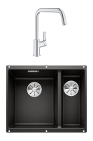 Комплект Мойка Blanco Subline 340/160-U черная, левая + Смеситель Grohe Eurosmart