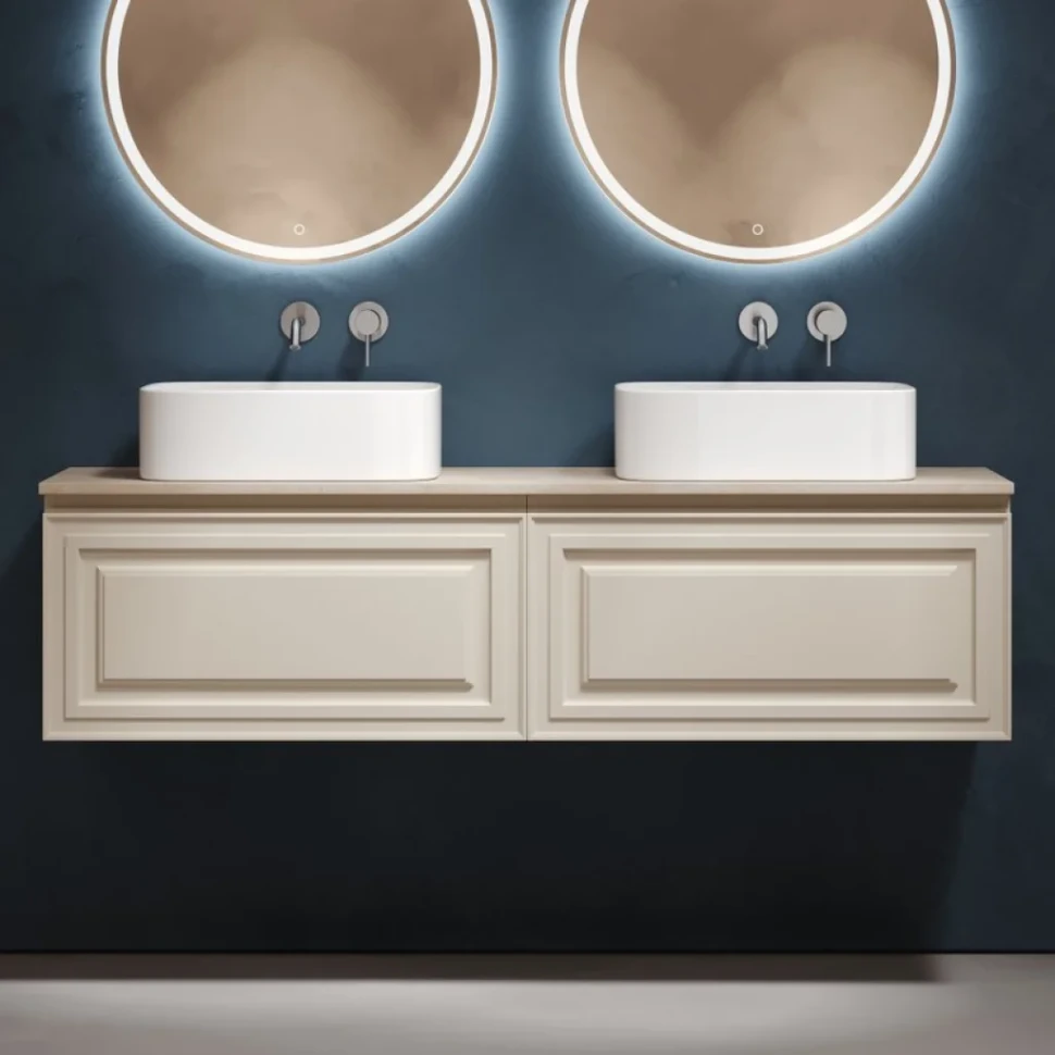 Тумба с раковиной Sancos Very 160 beige soft, столешница бежевая TT160A2, раковина CN6052