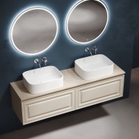 Тумба с раковиной Sancos Very 160 beige soft, столешница бежевая TT160A2, раковина CN6052