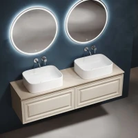 Тумба с раковиной Sancos Very 160 beige soft, столешница бежевая TT160A2, раковина CN6052