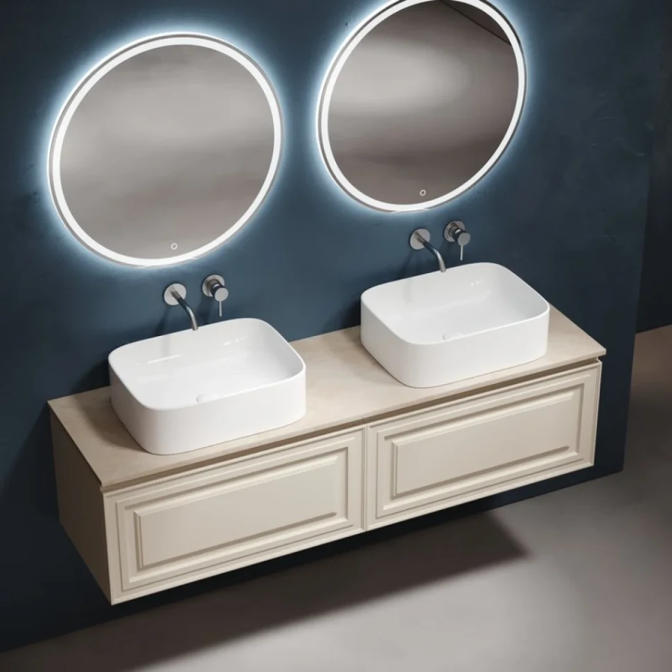 Тумба с раковиной Sancos Very 160 beige soft, столешница бежевая TT160A2, раковина CN6052