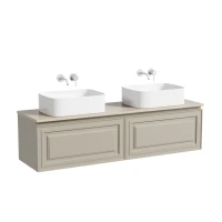 Тумба с раковиной Sancos Very 160 beige soft, столешница бежевая TT160A2, раковина CN6052