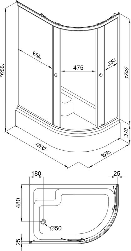 Душевой уголок Triton Коралл Щ0000061782 L 120х80 см, белый