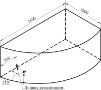 Акриловая ванна Radomir Vannesa Модерна 2-01-0-2-1-214 R 160x100 см, угловая, правая, пристенная, белая, асимметричная, с каркасом, с сиденьем