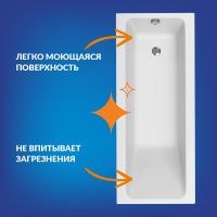 Акриловая ванна Cersanit Crea 64870 без опоры 170x70 см, пристенная, белая