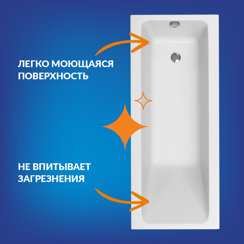 Акриловая ванна Cersanit Crea 64870 без опоры 170x70 см, пристенная, белая