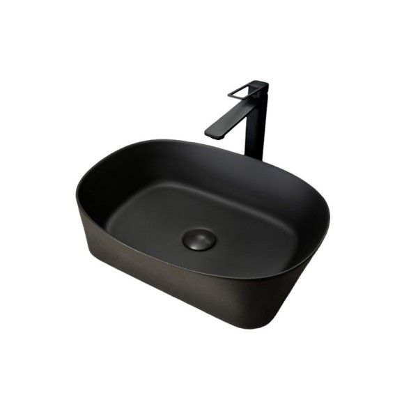 Накладная раковина GID Creativo N9028bg 53 черный графит, овальная, фаянс