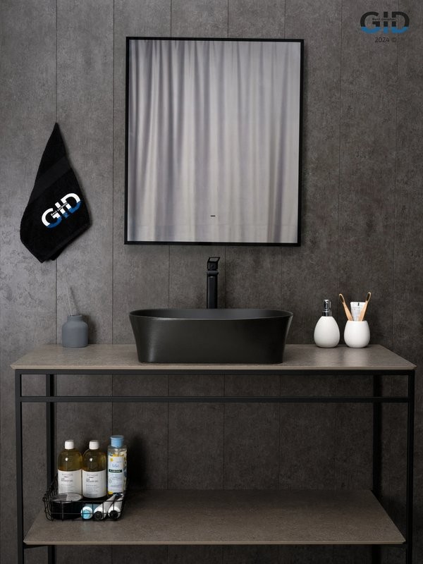 Накладная раковина GID Creativo N9028bg 53 черный графит, овальная, фаянс