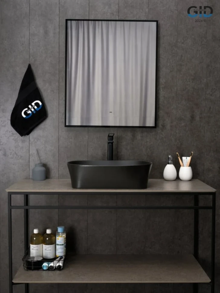 Накладная раковина GID Creativo N9028bg 53 черный графит, овальная, фаянс