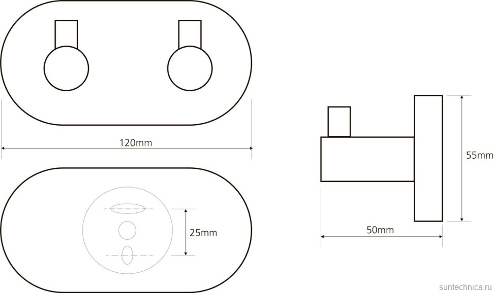 Крючок Bemeta Dark 104405200 матовый черный, на шурупах