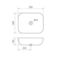 Накладная раковина GID Geometrico K397D9 50 под глянцевый камень, прямоугольная, фаянс