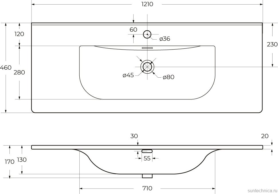 Мебельная раковина BelBagno BB-8099-120 глянцевая белая