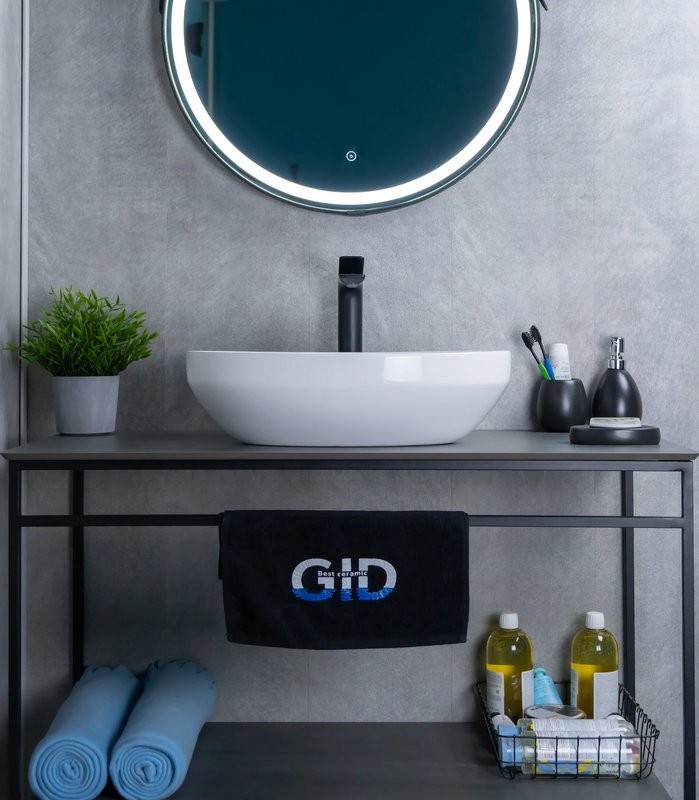 Накладная раковина GID Lago D1469 50 глянцевая белая, овальная, фаянс