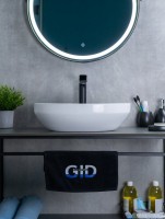 Накладная раковина GID Lago D1469 50 глянцевая белая, овальная, фаянс