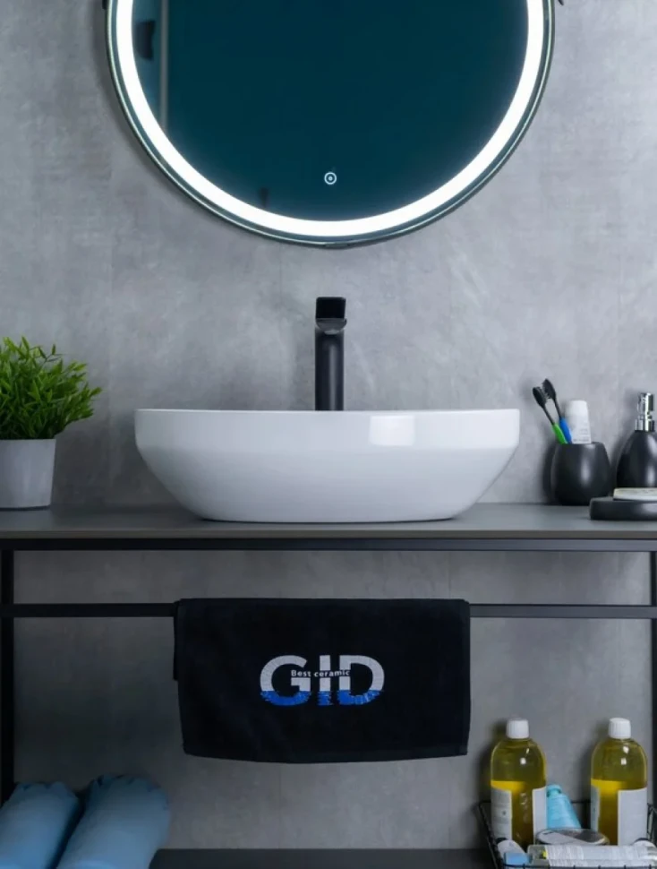 Накладная раковина GID Lago D1469 50 глянцевая белая, овальная, фаянс
