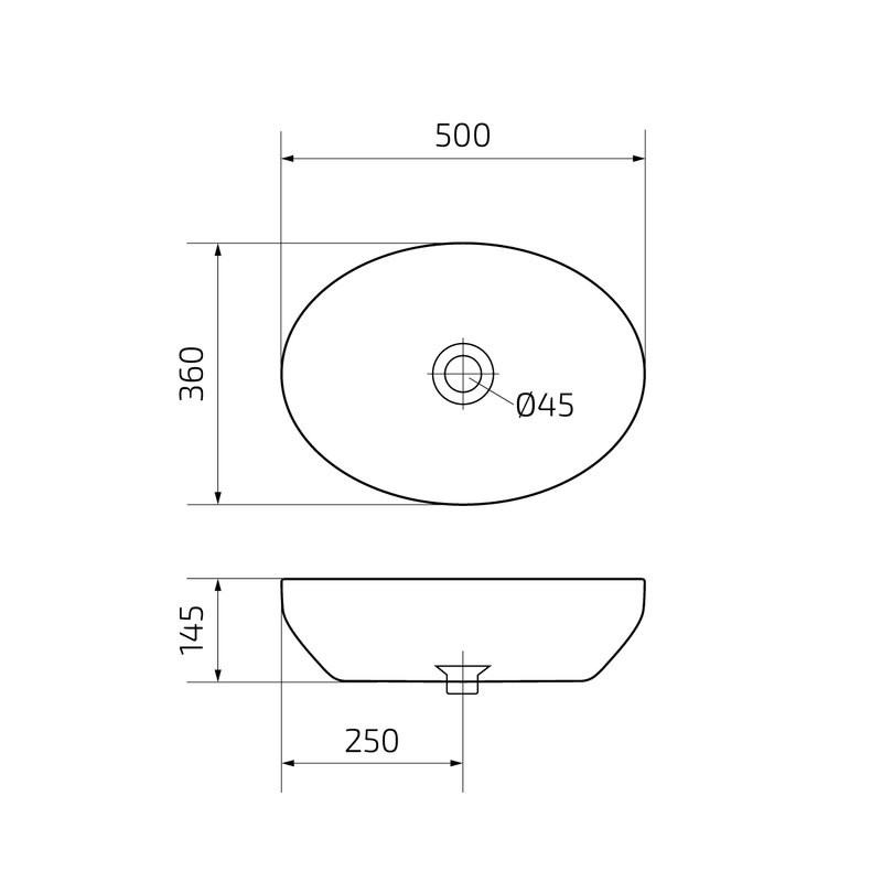 Накладная раковина GID Lago D1469 50 глянцевая белая, овальная, фаянс