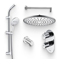 Душевой комплект Термостат Wasserkraft Berkel 4833 С ВНУТРЕННЕЙ ЧАСТЬЮ + Гарнитур A044 + Подключение A021 + Душ A030 + Кронштейн A019