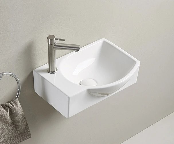 Раковина маленькая в туалет GID Suspendido N9276R 41 глянцевая белая, прямоугольная, фаянс