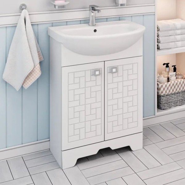 Тумба с раковиной Runo Авила 60, напольная, раковина Уют 60