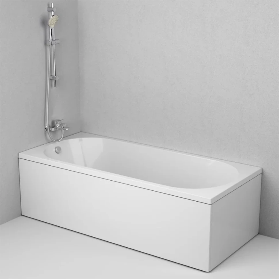 Акриловая ванна AM.PM X-Joy W94A 180x80 см, пристенная, белая, с каркасом