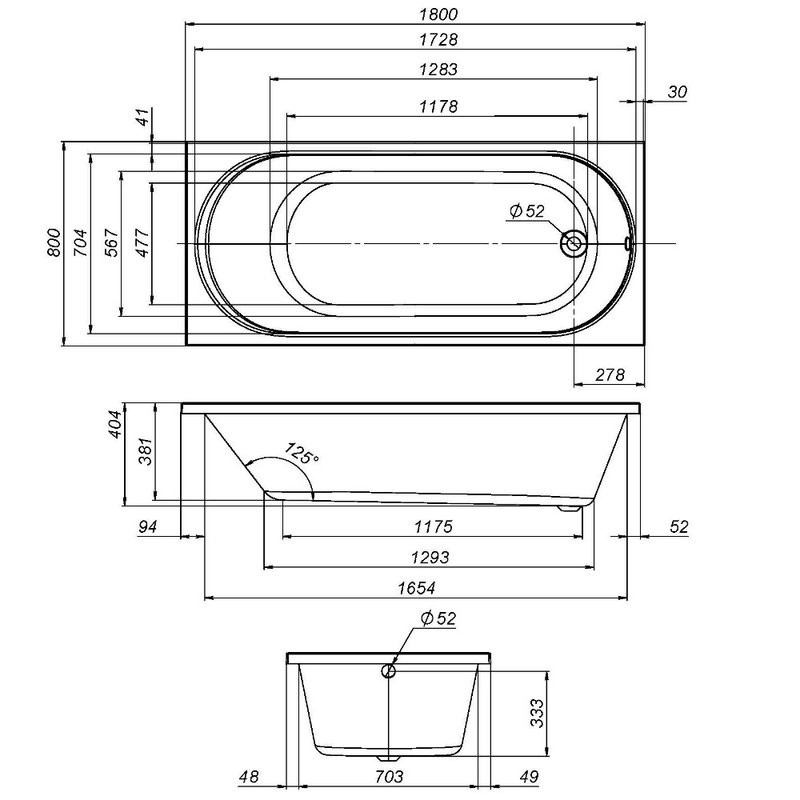 Акриловая ванна AM.PM X-Joy W94A 180x80 см, пристенная, белая, с каркасом