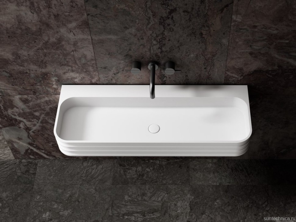 Раковина подвесная Abber Stein AS2651-1.0 100 матовая белая, прямоугольная, искусственный камень