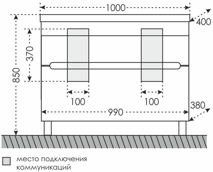 Тумба с раковиной СаНта Лондон 100/2 напольная