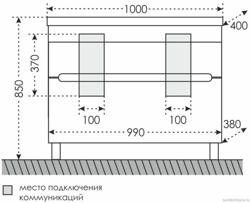 Тумба с раковиной СаНта Лондон 100/2 напольная