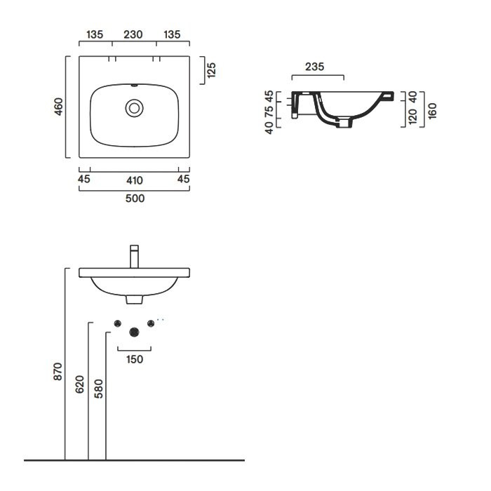 Раковина подвесная Catalano Alvea 0620500001 50 глянцевая белая, прямоугольная
