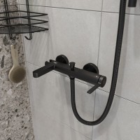 Душевой комплект Смеситель GPD Gildo MBB165-S черный + Гарнитур DST56-S черный матовый