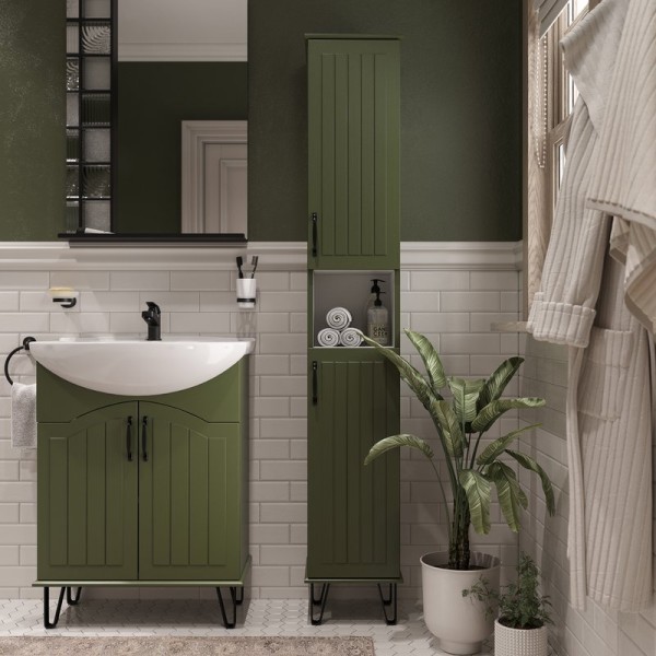 Шкаф пенал для ванной DIWO Сочи 30, зеленый