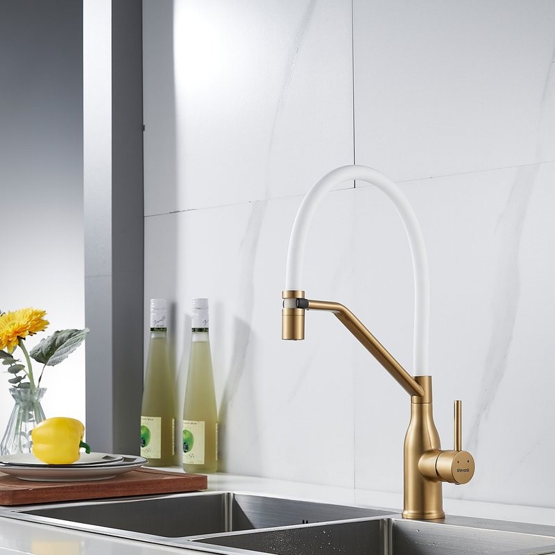 Смеситель для кухни Shevanik S343G-1 золотой сатин