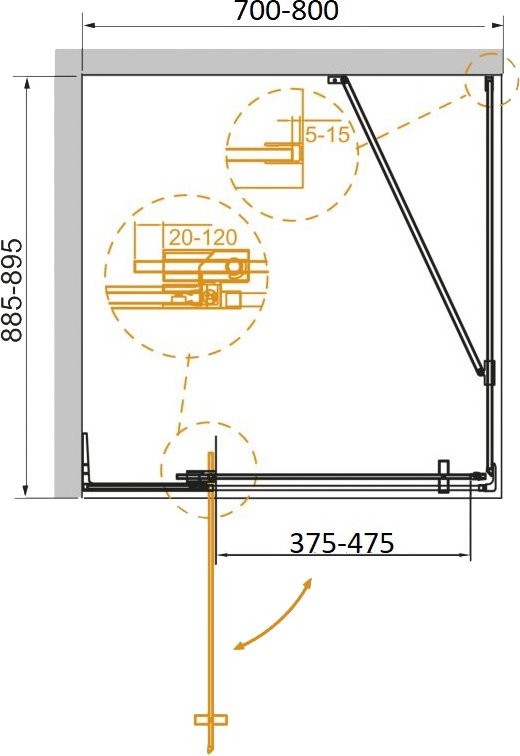 Душевой уголок Cezares Slider AH 1 70/80 90 C NERO