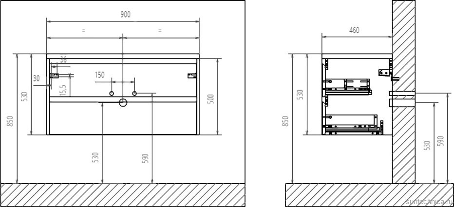 Мебель для ванной комнаты BelBagno Kraft 90 rovere tabacco