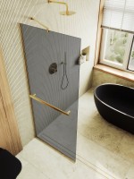 Душевая перегородка Maybahglass MGD-711-3у 109 см, профиль золото, стекло графит