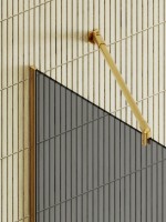 Душевая перегородка Maybahglass MGD-711-3у 109 см, профиль золото, стекло графит