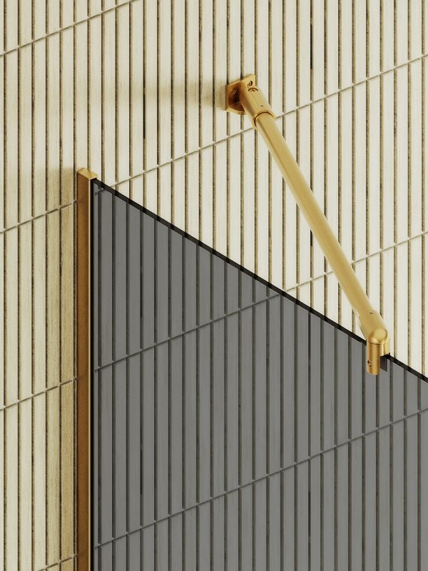 Душевая перегородка Maybahglass MGD-711-3у 109 см, профиль золото, стекло графит