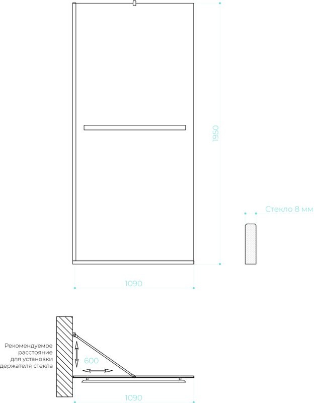 Душевая перегородка Maybahglass MGD-711-3у 109 см, профиль золото, стекло графит