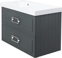 Мебель для ванной комнаты La Fenice Cubo Twin 90 L серая, ручки белые