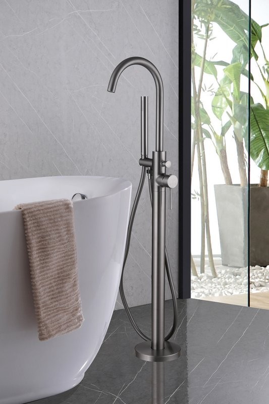 Напольный смеситель для ванны с душем Abber Wasser Kreis AF8115NG С ВНУТРЕННЕЙ ЧАСТЬЮ, никель