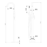 Напольный смеситель для ванны с душем Abber Wasser Kreis AF8115NG С ВНУТРЕННЕЙ ЧАСТЬЮ, никель