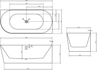Акриловая ванна Abber AB9258-1.7 R 170x80 см, угловая, правая, пристенная, белая, асимметричная, с каркасом, со сливом-переливом