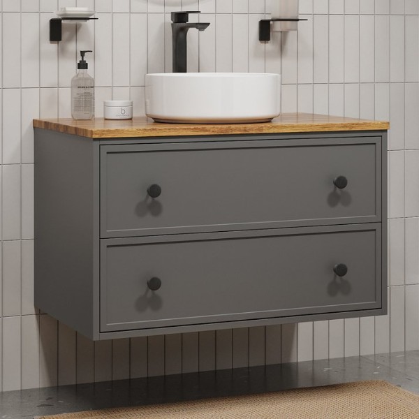 Тумба под раковину IDDIS Torr 80 подвесная, темно-серая