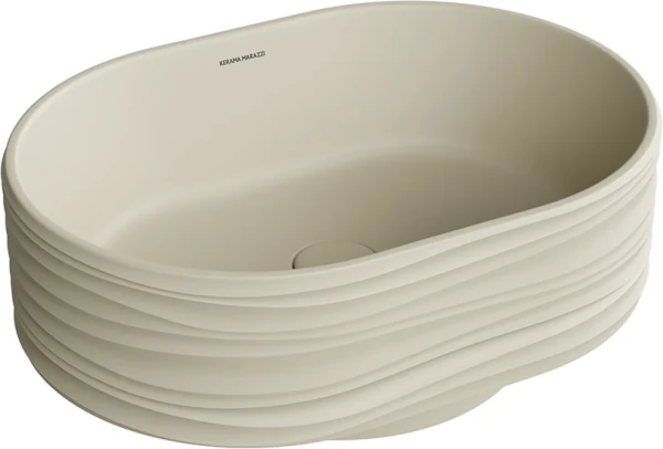 Накладная раковина KERAMA MARAZZI Sabbia 51 матовая песочная, овальная, фаянс