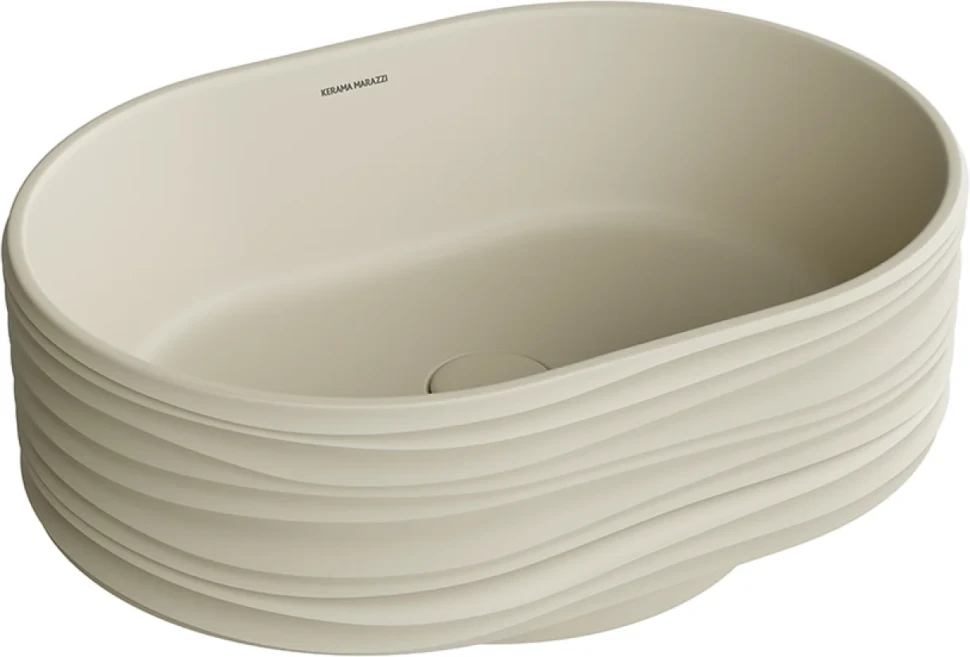 Накладная раковина KERAMA MARAZZI Sabbia 51 матовая песочная, овальная, фаянс